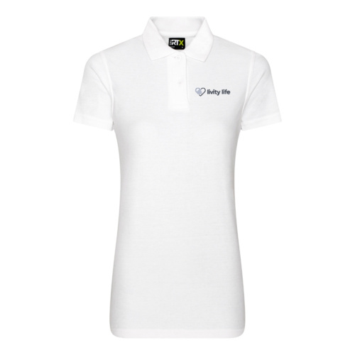 Livity Life Ladies Polo Shirt - White Thumbnail