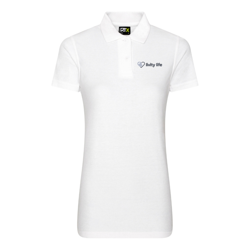 Livity Life Ladies Polo Shirt - White Thumbnail