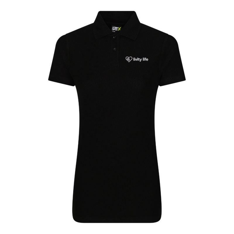 Livity Life Ladies Polo Shirt - Black Thumbnail